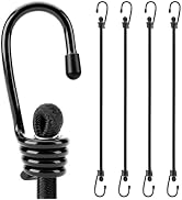 4-Piece 48 Inch Bungee Cords with Hooks, Heavy Duty Outdoor Elastic Bungee Straps, Industrial Gra...