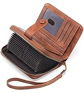 GAEKEAO Leather Credit Card Holder Wallet for Women RFID Blocking Large Capacity Bifold Zipper Ca...