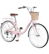 Chrisphil 26 Inch Womens City Bike, 7 Speed with Steel Frame, Basket & Multiple Colors - 85% Pre-...