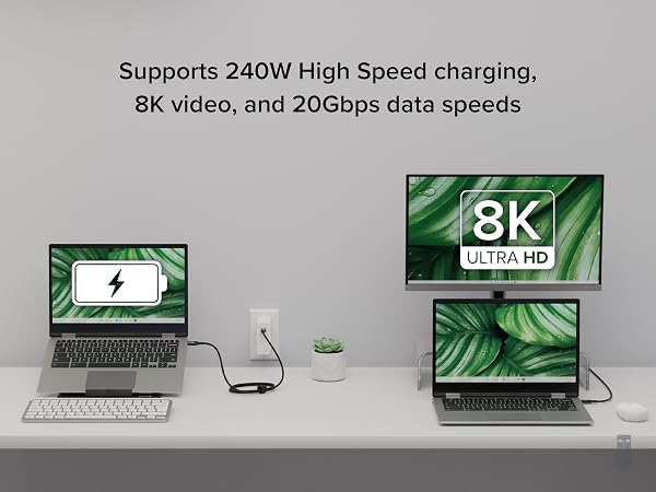 charging and data 20gbps transfer 240w 1m usb c cable 3 ft usb c cable usb c epr