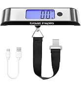travel inspira Rechargeable Luggage Scale 110lb/50kg - Large Backlit Display - Stainless Steel - ...