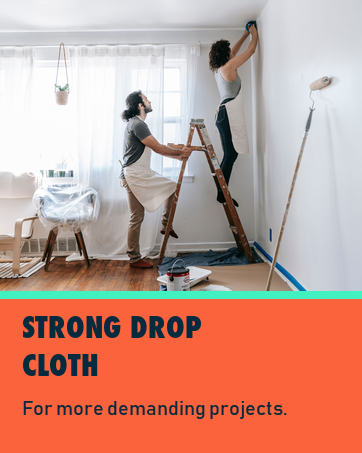 Real renovation scene using a Caelum Star Strong plastic drop cloth.