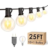 Mlambert 25FT G40 LED Outdoor String Lights, Plug-in Waterproof Patio Lights with 10 LED Bulbs (1...