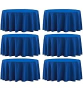 Aocoz Round Tablecloth 120 Inch 6 Pack Royal Blue Tablecloths Washable Decorative Linen Polyester...