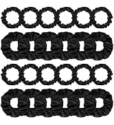 24Pcs Satin Scrunchies, Satin Hair Ties Silk Scrunchies Hair Accessories Black Hair Elastics Band...