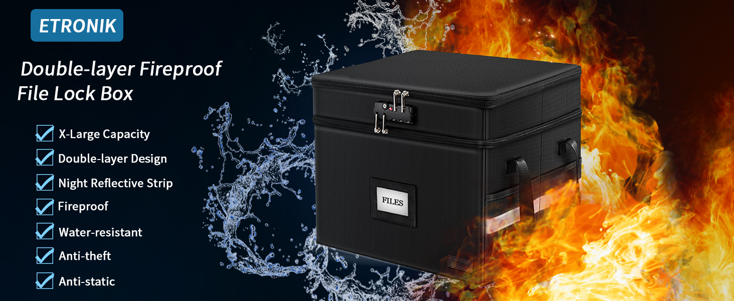 double layer fireproof file lock box