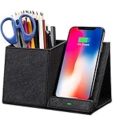 COSOOS Fast Wireless Charger with Desk Organizer, Qi Desk Phone Charger Compatible with 13/13 Pro...