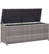 Extra Large Outdoor Storage Box Waterproof, Poly Rattan Deck Box for Patio Garden Furniture, Outd...