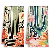 HSIASHENG ArtisaEura Boho Vintage Mexican Cactus Botanical Kitchen Towels, Colourful Southwestern...
