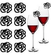 PRESSINART 8Pcs Acrylic Wine Glass Tags Purple Butterfly Pink Bowknot Cat Rose Pink Cherry Blosso...