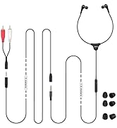 SIMOLIO Anti-Dropping Wired TV Earphone with Volume Control, Extra Long Cord Headphone with Mic f...