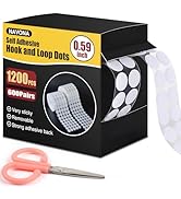 1200Pcs 0.59'' Self Adhesive Dots,Hook and Loop Dots,Nylon Sticky Back Coins,Diameter Strong Self...