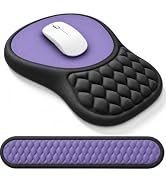 Luvzuni Mouse Pad Keyboard Wrist Rest Set, Black Purple | Durable Thick Memory Foam, Non Slip Bas...