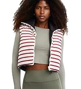 Xeoxarel Women's Striped Vest, Cropped Puffer Lightweight Reversible Full Zip Sleeveless Warm Out...