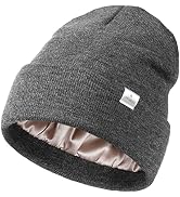 YANIBEST Satin Lined Beanie for Women Reduce Frizz Winter Hats for Women Men Silk Lining Soft Slo...