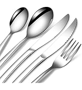 PEIRONG Silverware Set with Steak Knives, 20-Piece Flatware Cutlery Set for 4, Food-Grade Stainle...