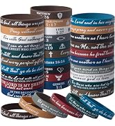 QEERBSIN Bible Verses Bracelets Motivational Christian Rubber Bracelets Faith Hope Wristbands for...