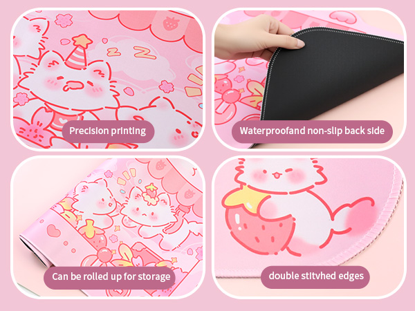 Cute Kitty Desk Mat Kawaii Desk Pad Gaming Mouse Pad Cat Deskmat Mousepad