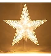 Christmas Tree Topper Star Warm White Light Christmas Tree Decor for Christmas Holiday Home Fit f...