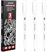 GETHPEN White Gel Pens 3-Pack - 0.6/0.8/1.0mm Fine to Bold Tips for Journaling & Art - Opaque Ink...