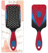 Hair Brush for Boys Toddler - Red Blue Spider Web Kids Detangler Hairbrush for Wet Dry Thin Long ...