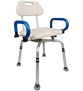 iLiving ILG-608 Waterproof Aluminium Shower Chair with Rotating Seat Backrest and Padded Armrests