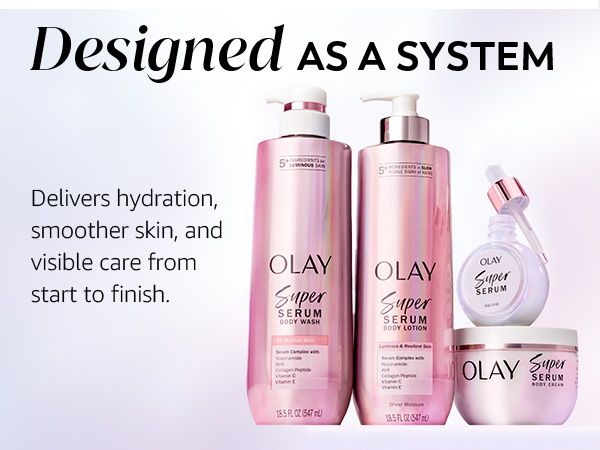 Olay Super Serum products placed against purple background