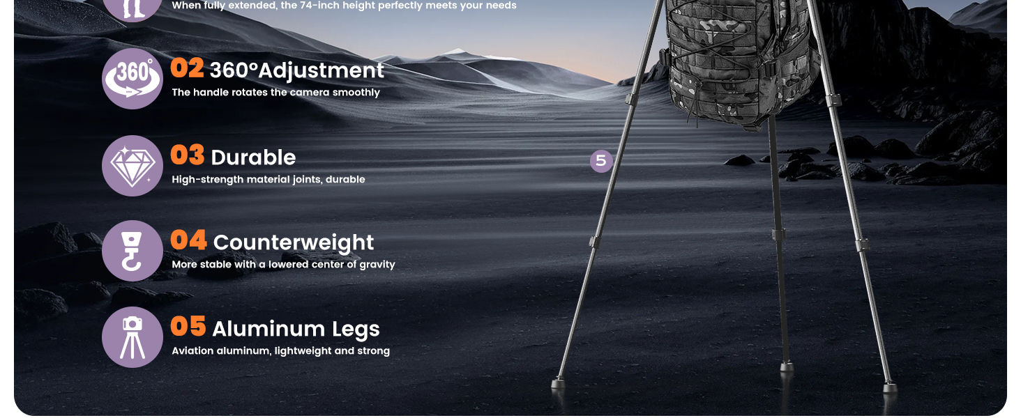 Aluminum Camera Tripod 360 degree and durable tripod