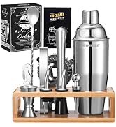 GWHOLE Bartending Tools Set Homemade Cocktail Mixing Shaker Rammers Spoon Cork Filter Pourer Meas...