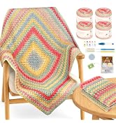Coopay Crochet Blanket Kit with 4 Skeins Crochet Yarn, Video Tutorial, Hooks & Complete Tools, DI...