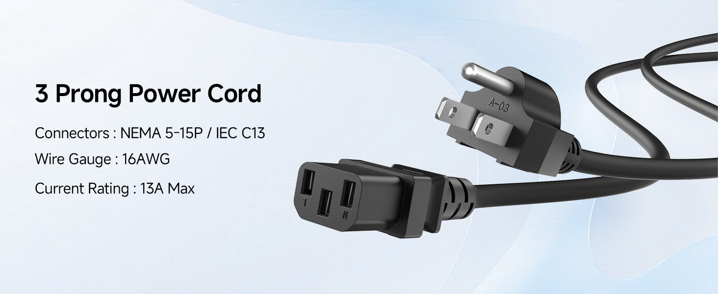 3 prong power cord