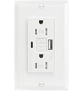 BAOMAIN Self-Test GFCI Combination with USB in-Wall, Tamper Resistant(TR) 15A 4.8A 5VDC LED Indic...