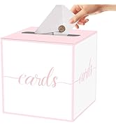 CaliLain Light Pink Card Box for Party, Box for Cards with Pink Edge, Ballot Raffle Boxes for Bab...