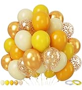 Paready Yellow Balloons Set, 50Pcs Yellow and Gold Balloons, 12 Inch Metallic Gold Confetti Ballo...