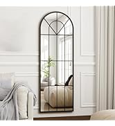 TinyTimes 22"x 65" Arched Full Length Window Wall Mirror,Winndow Pane Mirror, Metal Framed, Arche...