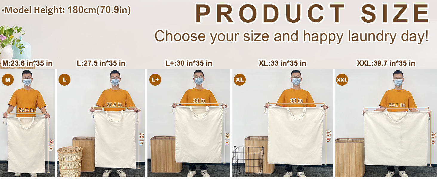 5 size canvas laundry bags
