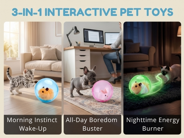 Three detachable plush character options for interactive cat toys for indoor cats daily play