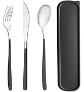HMDZMR Travel Utensils with Case, 4pc Reusable Utensils Set with Case, Camping Utensil Set, Porta...