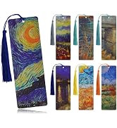 Bookmarks with Tassel, 7 Pieces Oil Painting Theme Cute Bookmark Book Marks Page Clip Bookmark fo...