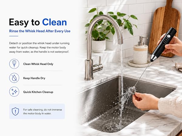 Milk Frother Rechargeable Handheld-Electric Whisk 3 Speed Adjustable