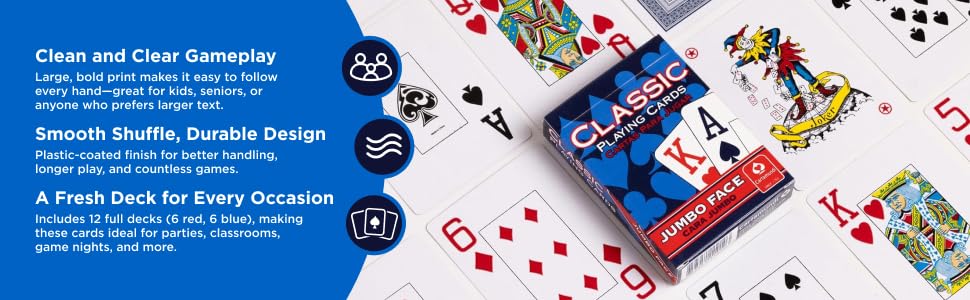 Cartamundi Classic Bulk Mutipack Playing Card Decks 12pk for Poker Blackjack Card Games