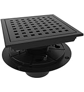 WEBANG 6 Inch Square Shower Floor Drain With Flange,Quadrato Pattern Grate Removable,Food-grade S...