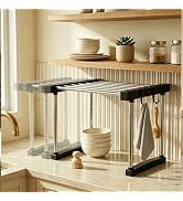 BLULEE Expandable Under Sink Organizer, No-Drill Adjustable Shelf | Custom fit around pipes cabin...