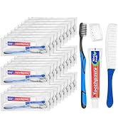 LLHQAMT Travel Toothbrushes Kit, Individually Packaged,Toothbrush and Toothpaste Set Bulk, with C...