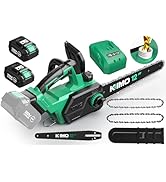 KIMO Brushless Electric Chainsaw 12 Inch Cordless with 2 X 4.0Ah Battery & Fast Charger, 54.5 FT/...