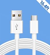 16.4ft/5M Long USB C Cable, Charging and Data Transfer, Durable USB A to USB C Power Charging Rep...