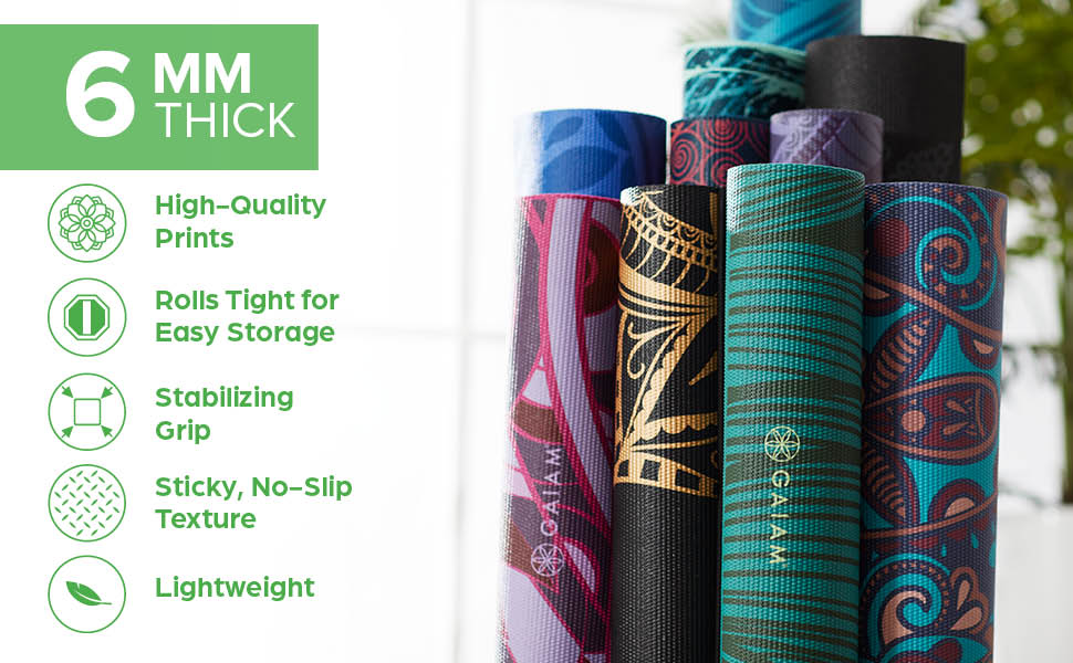 Gaiam Yoga Mat - 6mm Premium Print