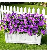 Artificial Impatiens Flowers for Outdoors, 6 Bundles Silk Fake Flowers for Spring Summer Decorati...