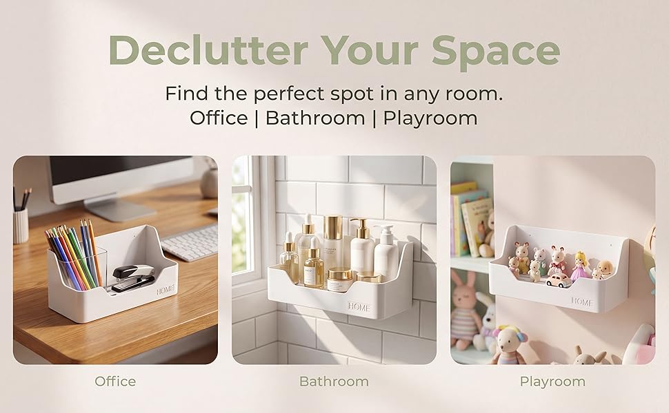 Wall Mounted Plastic Shelf For Ideal for Bedroom, Dorm, Office,