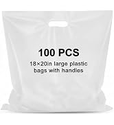 Maitys 100 Pcs 18"x20" White Plastic Bags with Handles Large Merchandise Shopping Bags for Small ...